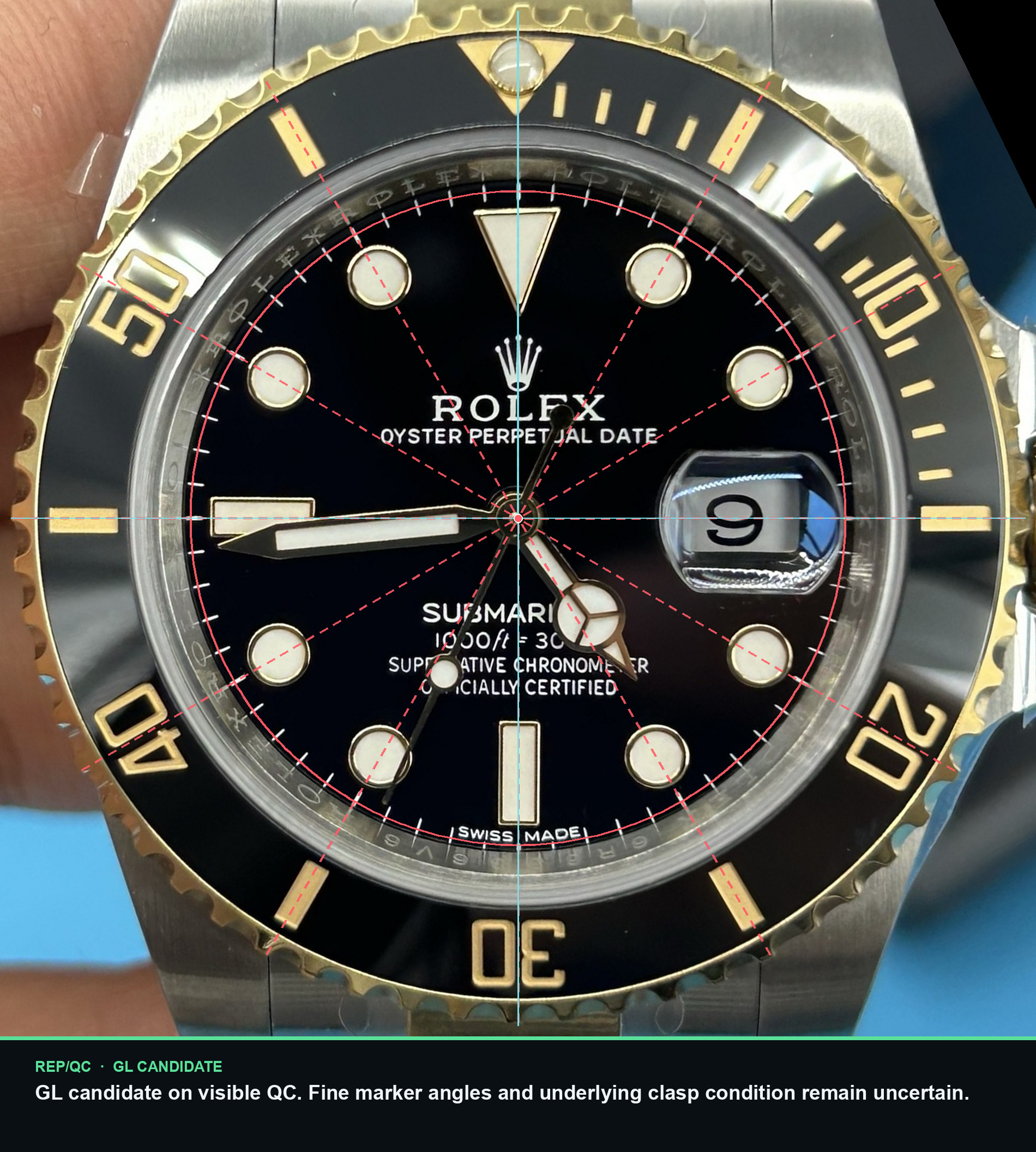 Two-tone Submariner 336V6 dial alignment summary