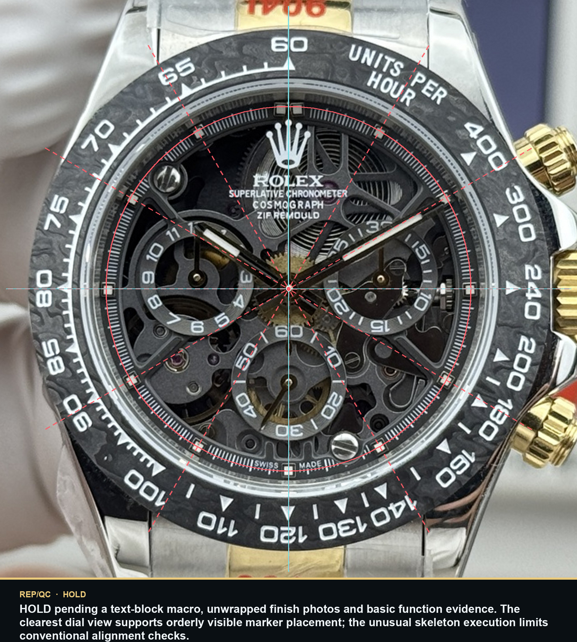 C+ Mods Skeleton Carbon Daytona dial alignment summary