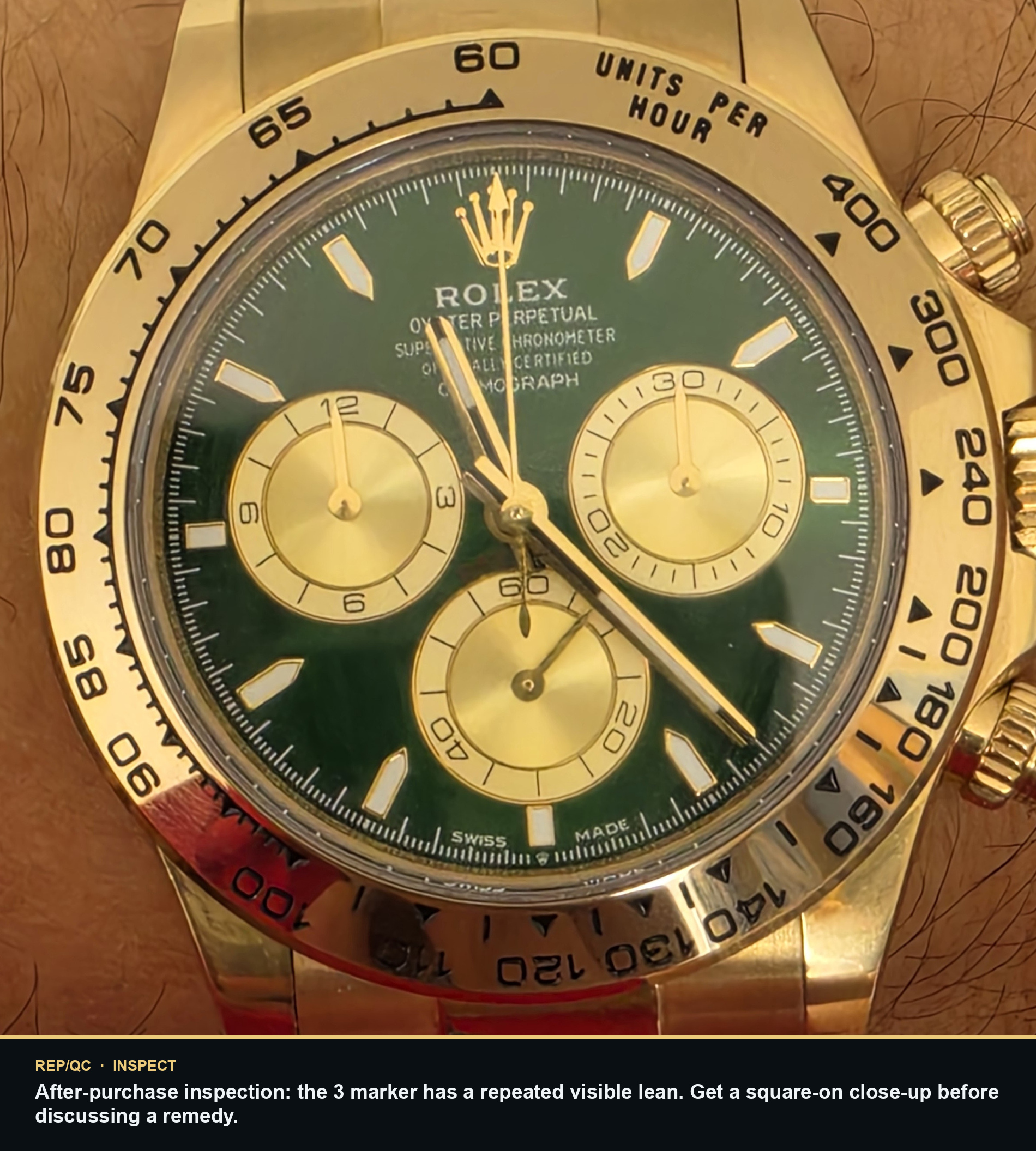 Green Daytona dial alignment summary