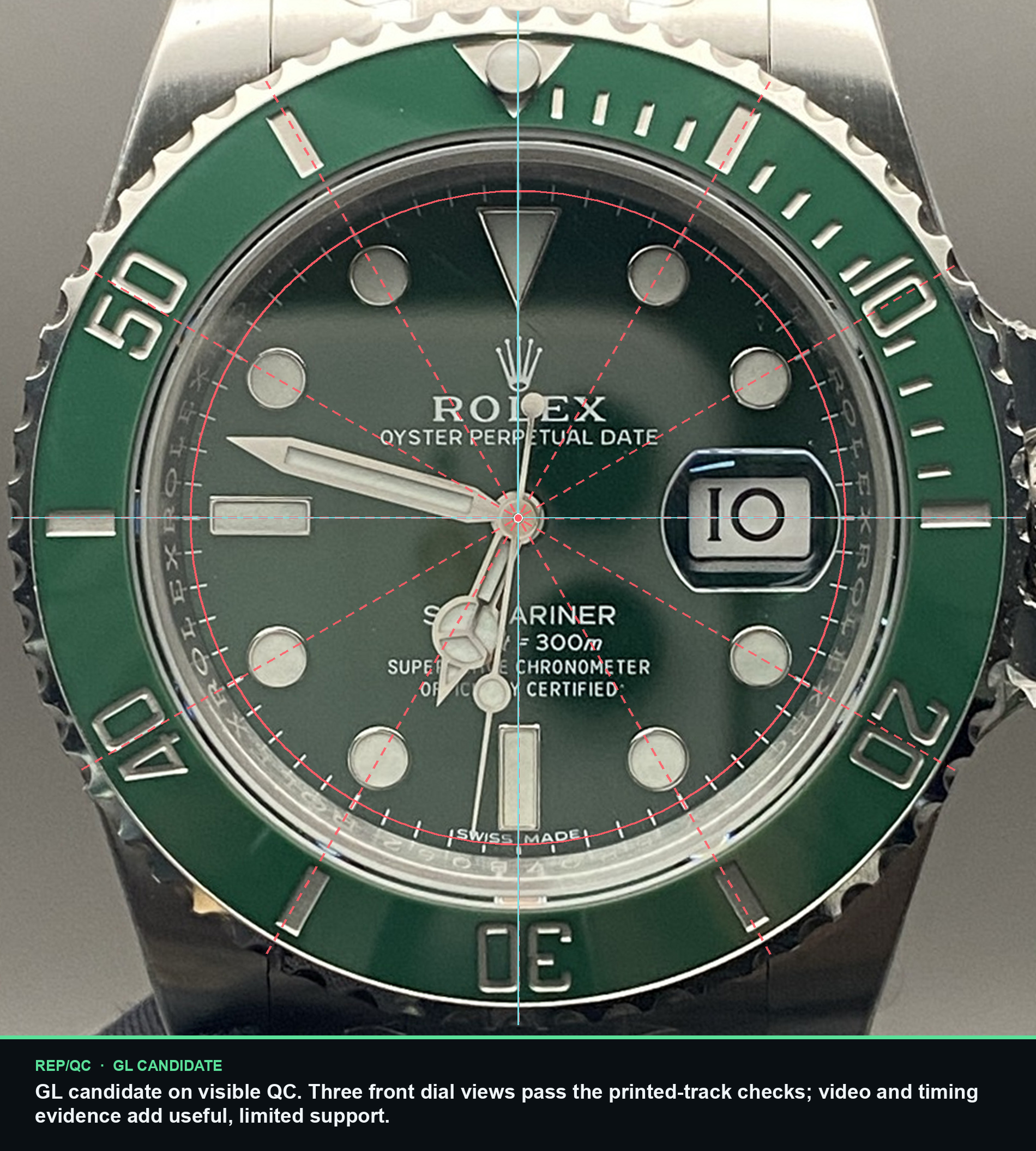 Juice QC Submariner Date · 1658-810-1 dial alignment summary