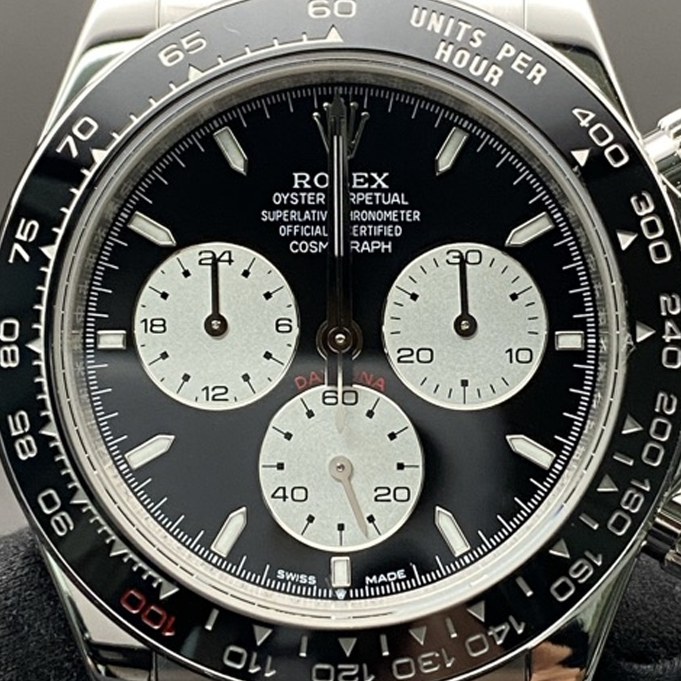 P01 · Visual reference only · precise angles unverified. Image rotated approximately 0.1° clockwise at the dial centre; illustrative circular normalization only; geometry did not validate using the saved printed minute-track reference. Recentered and resampled to 1400 × 1400 pixels. No correction for crystal refraction or raised bezel/hand geometry.