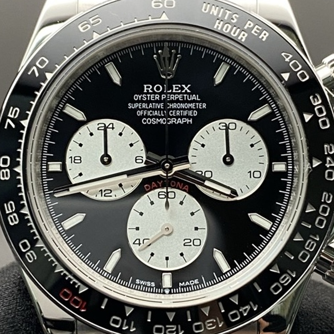 P02 · Visual reference only · precise angles unverified. Image rotated approximately 0.7° counterclockwise at the dial centre; illustrative circular normalization only; geometry did not validate using the saved printed minute-track reference. Recentered and resampled to 1400 × 1400 pixels. No correction for crystal refraction or raised bezel/hand geometry.