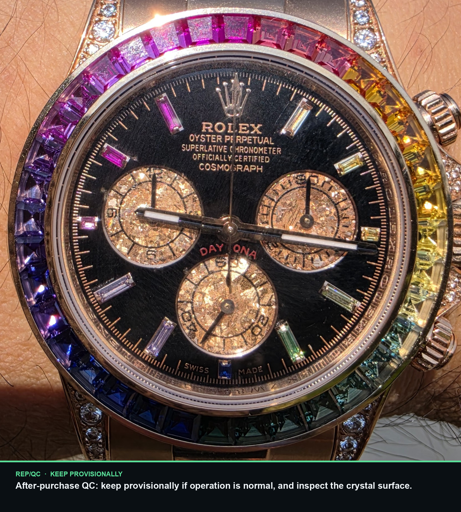 Rainbow Daytona dial alignment summary