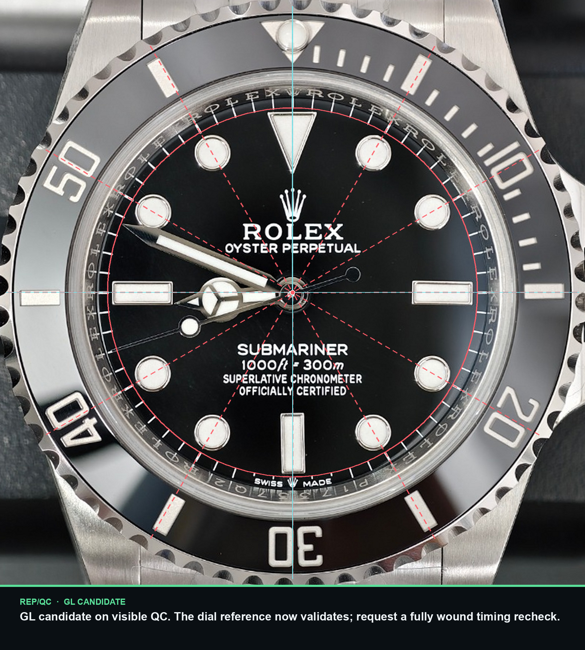 RICH Submariner 124060 · P17337Q2 dial alignment summary