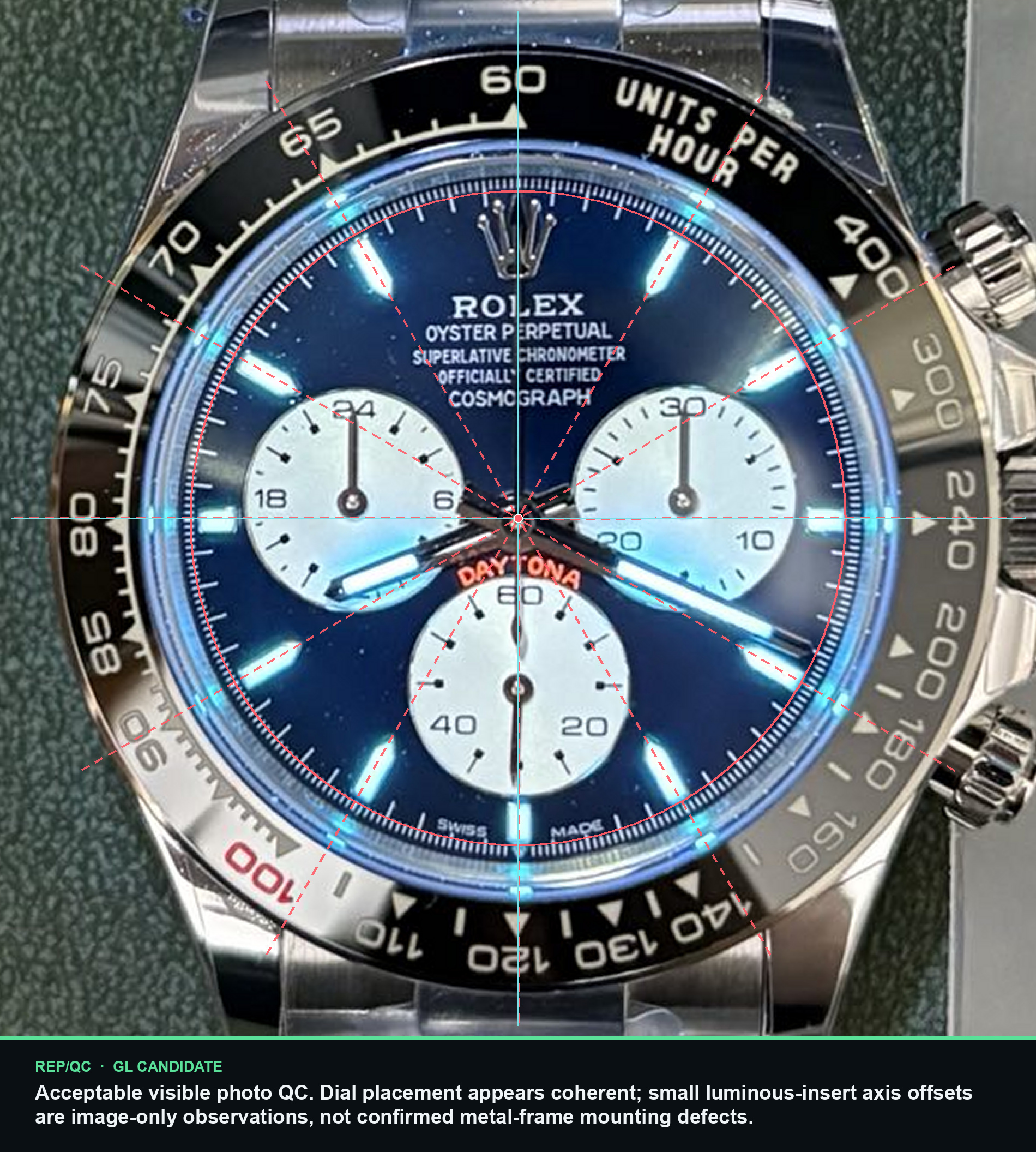RWF Daytona Le Mans · OXJ24250 dial alignment summary