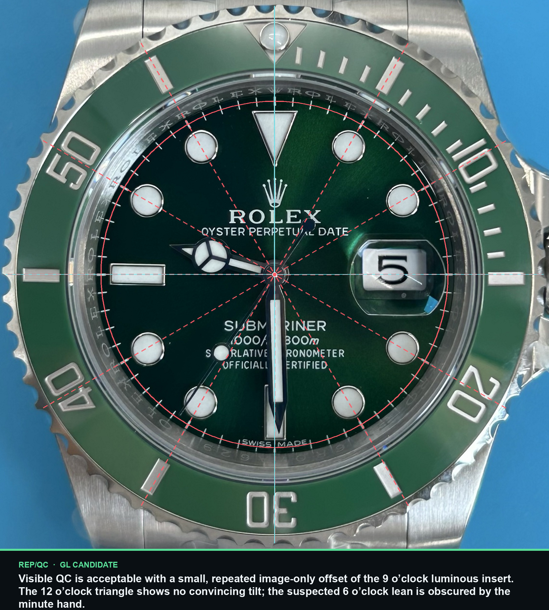 VS 40绿水鬼 6R07A629 dial alignment summary