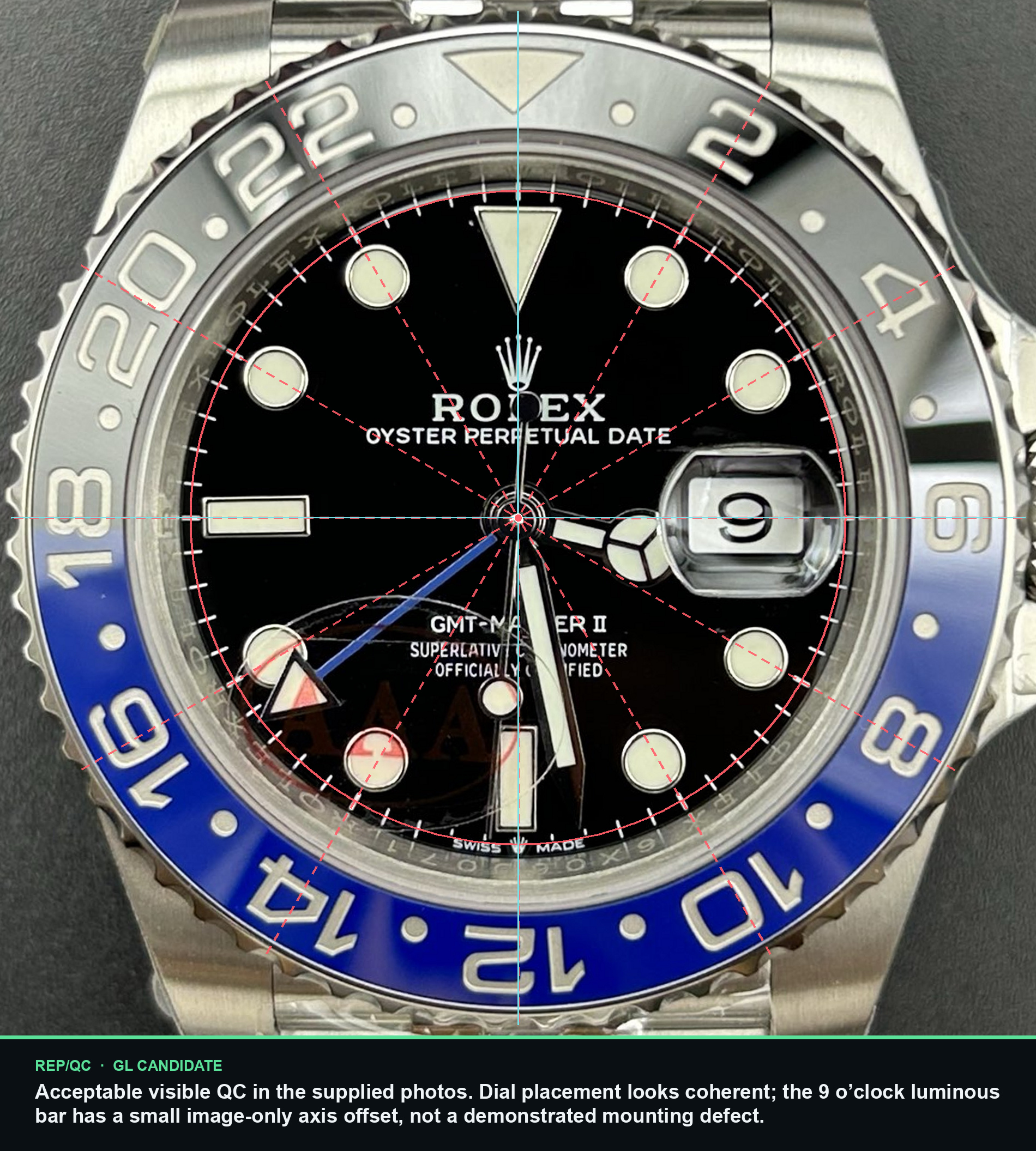 VS GMT-Master II · 6X06D071 dial alignment summary
