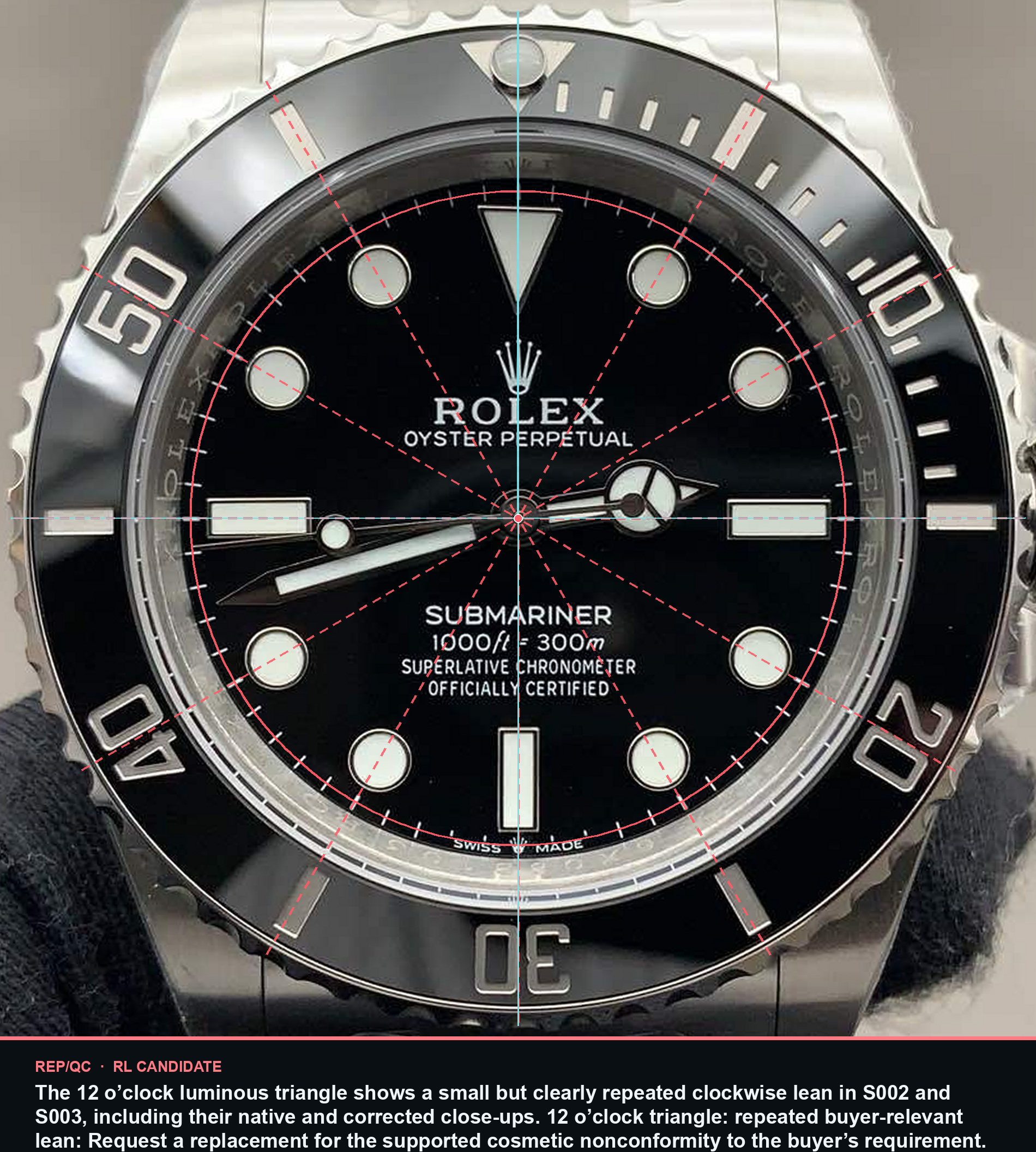 VSF Submariner 124060 - 6X08B103 dial alignment summary