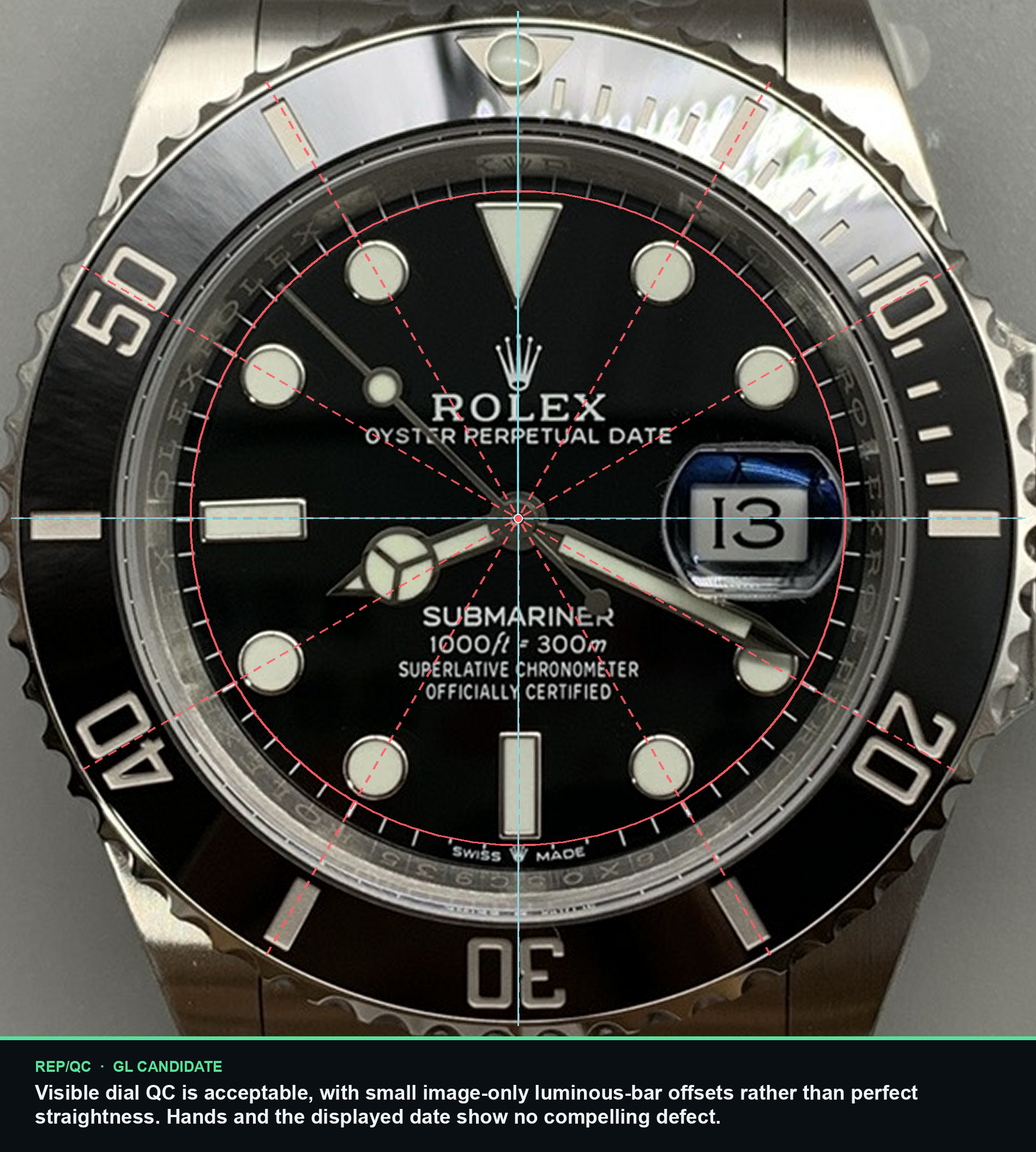 VSF Submariner Date · 6X05C935 dial alignment summary
