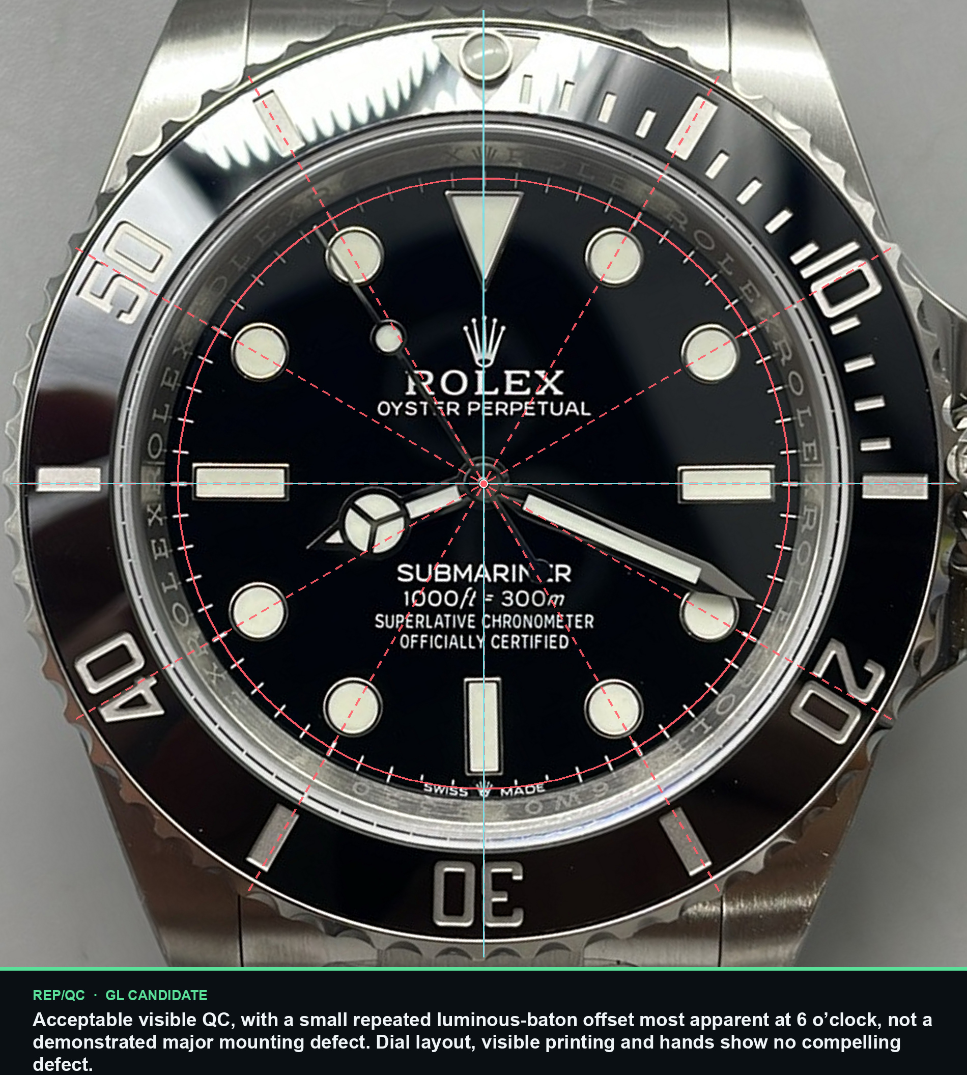 VSF Submariner No-Date · 6W07B330 dial alignment summary